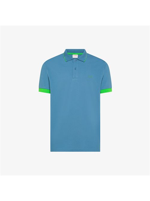 Polo con bordi fluo in cotone blu avio SUN 68 | A36120/56